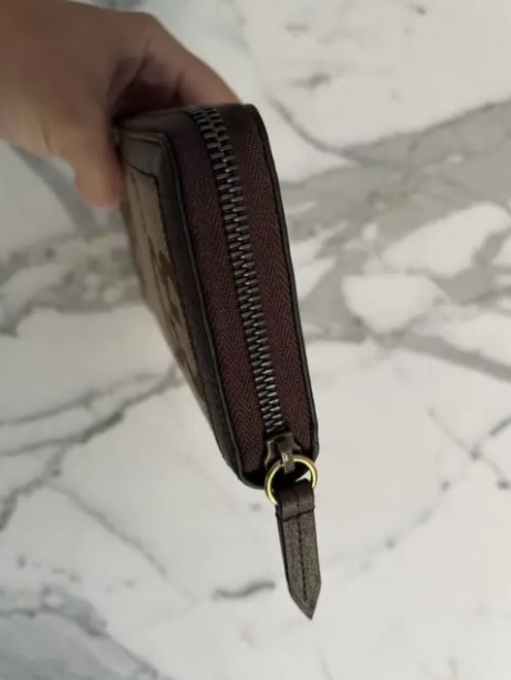 Gucci Brown Beige GG Canvas Continental Long Wallet with Bamboo Accent/EUC - Picture 3 of 6